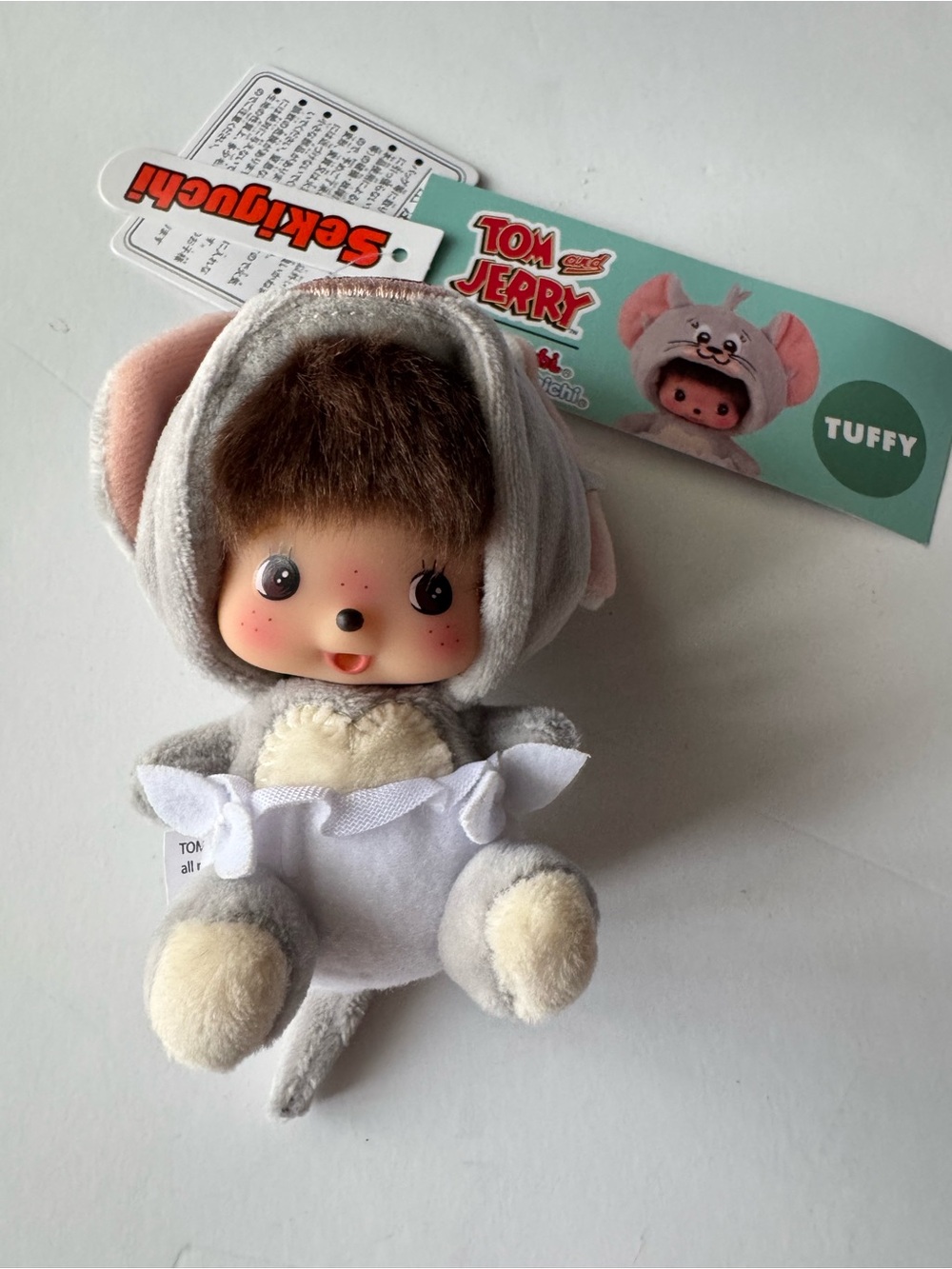 Monchhichi Bebichhichi Tom & Jerry Tuffy Gray Mouse Bag Charm Plush Keychain